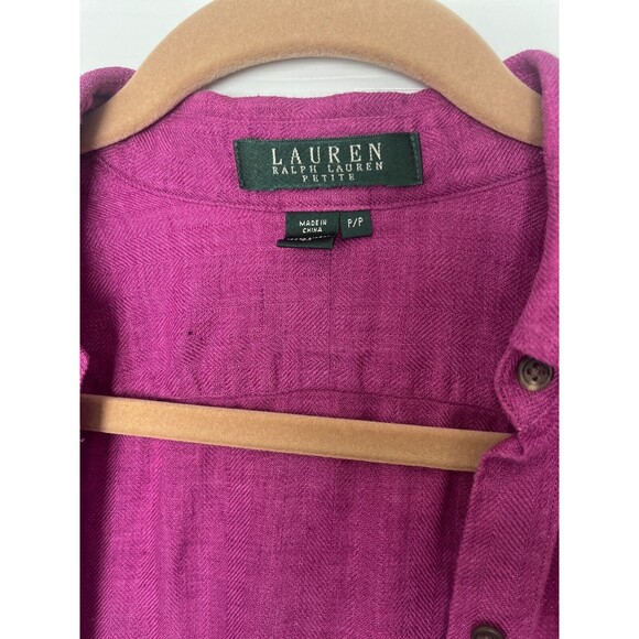 Lauren Ralph Lauren Womens Small Petite PP Purple Button Down Shirt LRL Monogram - Picture 2 of 4